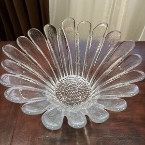 Blenko Glass Daisy Peddle Sunflower Flower Bowl Dish, Large